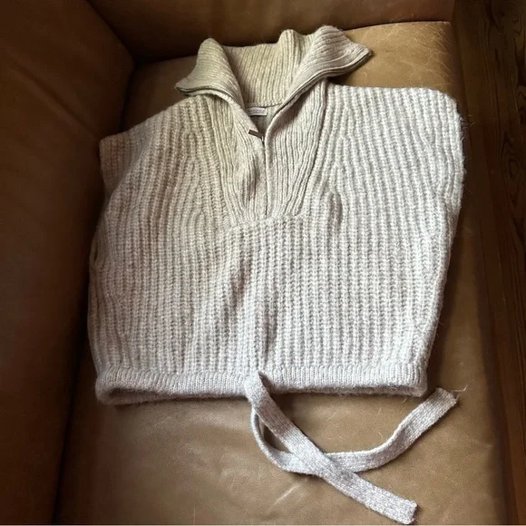 NWOT Zara knit zippered zip vest fall winter dickey layer collar crop cream - Picture 3 of 11